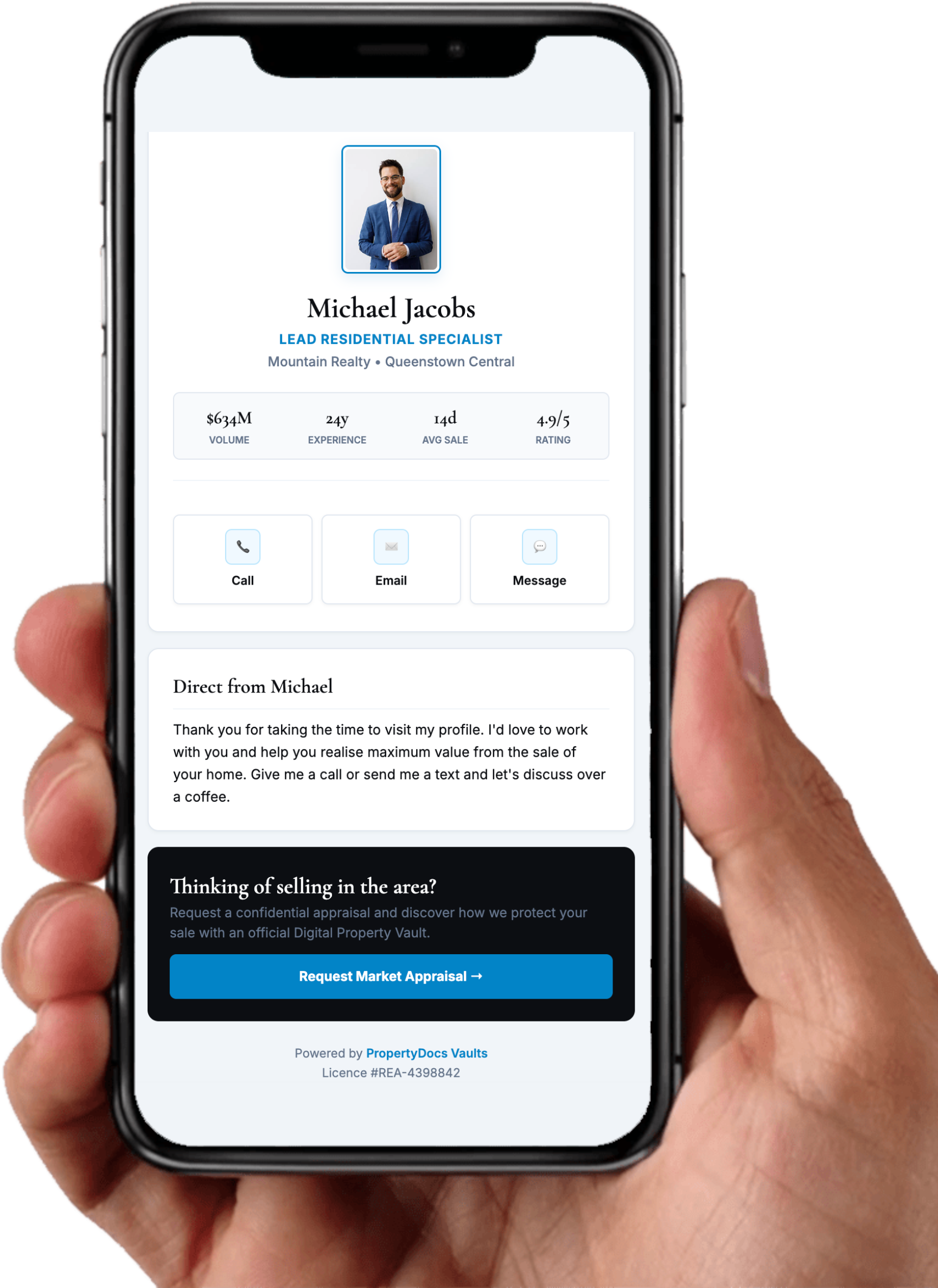 Agent details mobile view