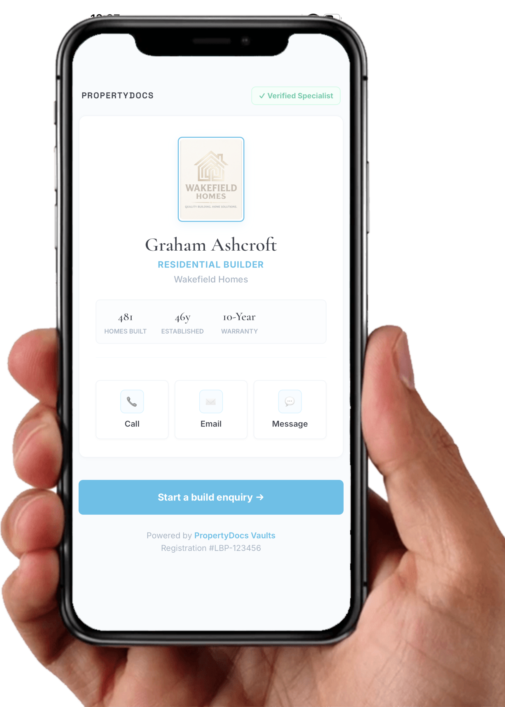 Builder details mobile view