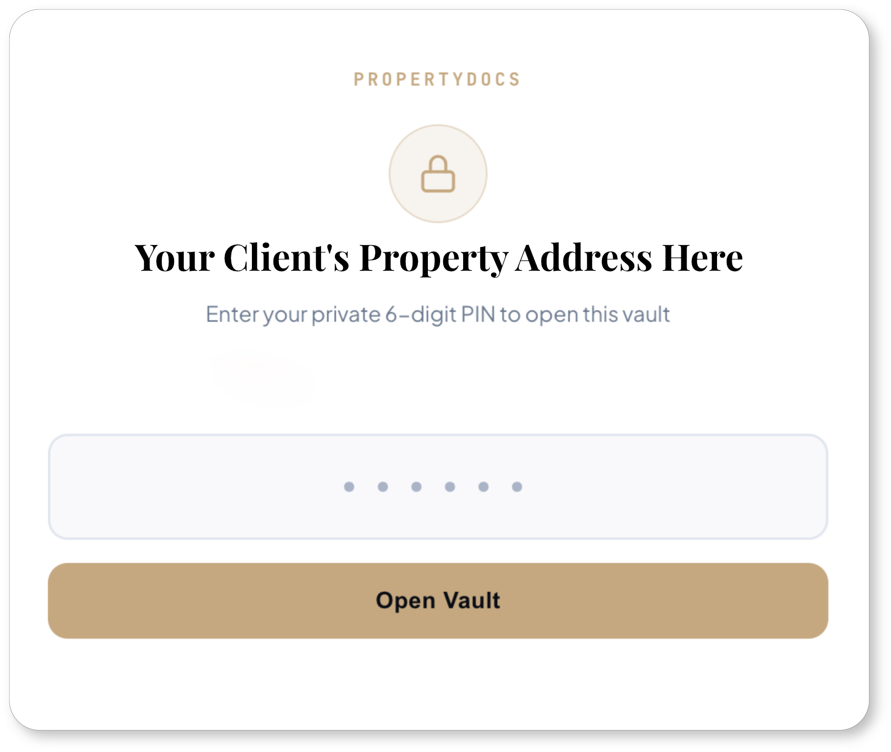 Vault PIN access screen
